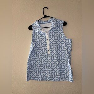 Tommy Bahama Light Blue and White Patterned Sleeveless Top